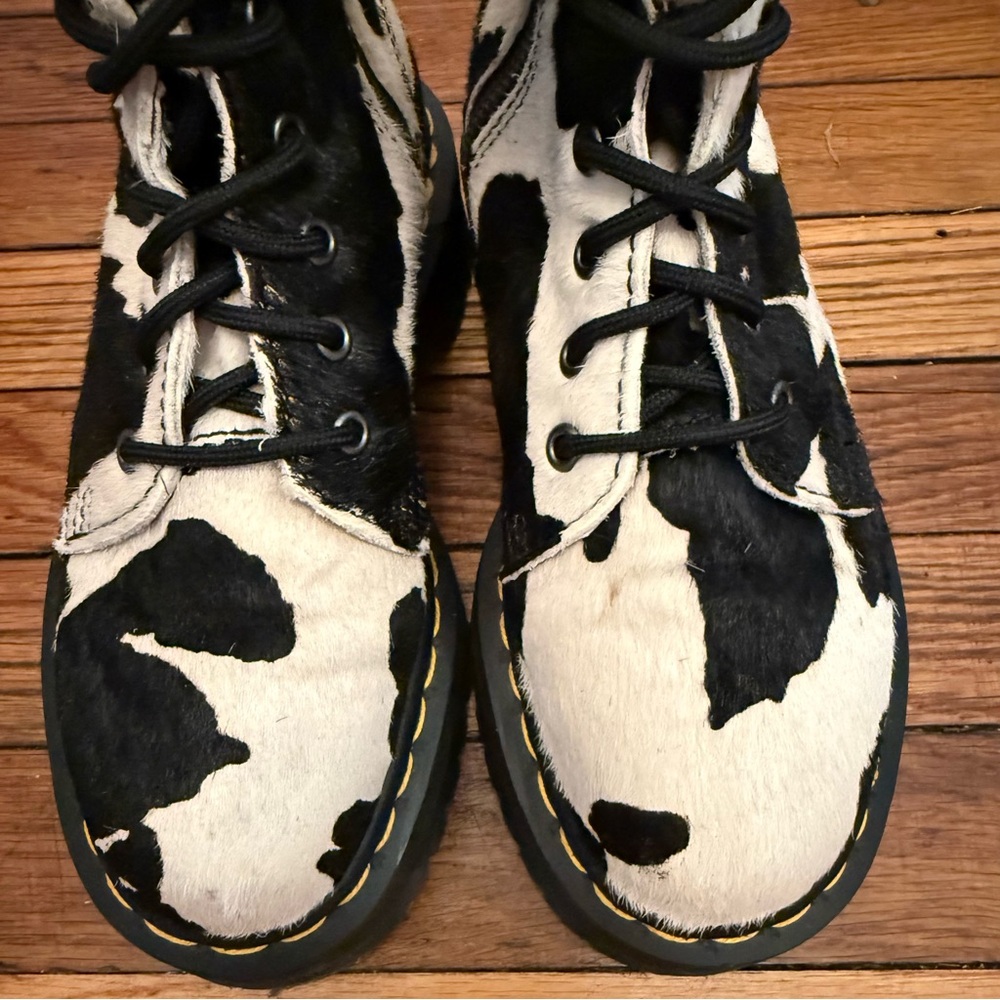 Dr. Martens Jadon Boots Hair-On Cow Print Platforms - Picture 3 of 7